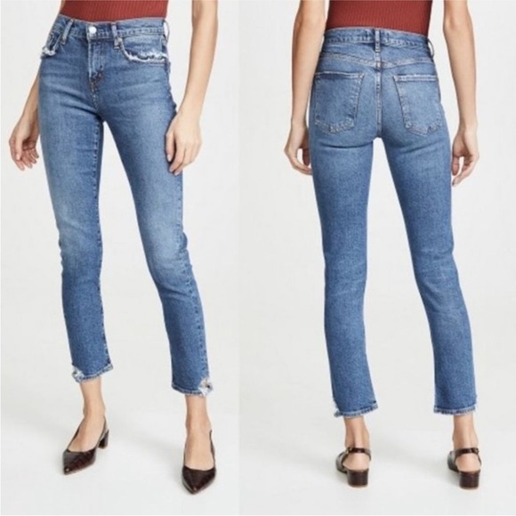 AGOLDE Denim Toni Mid Rise Straight in Stratosphere Distressed Women's - Picture 1 of 7